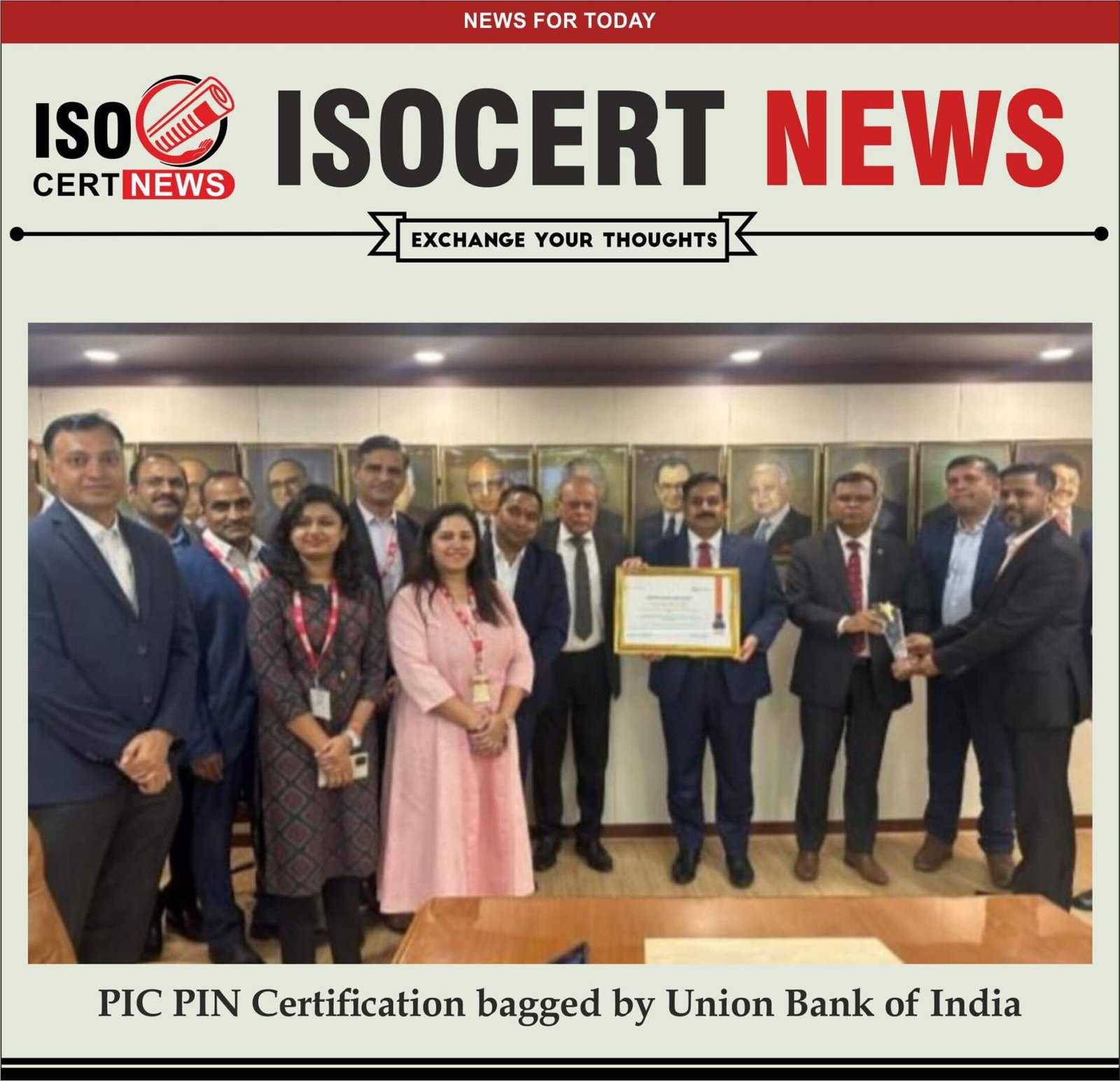 PIC PIN Certification bagged by Union Bank of India