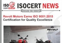 Revolt Motors Earns ISO 9001:2015 Certification for Quality Excellence