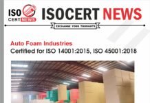 Auto Foam Industries Receives ISO 14001:2015 and ISO 45001:2018 Certifications