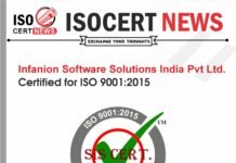 Infanion Software Solutions India Pvt Ltd. bagged ISO 9001:2015 Certification