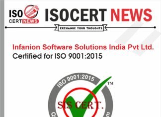 Infanion Software Solutions India Pvt Ltd. bagged ISO 9001:2015 Certification