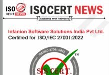 Infanion Software Solutions India Pvt Ltd. bagged ISO/IEC 27001:2022 Certification