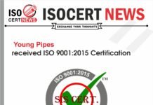 Young Pipes received ISO 9001:2015 Certification