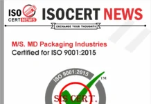 M/S. MD Packaging Industries Receives ISO 9001:2015 Certification